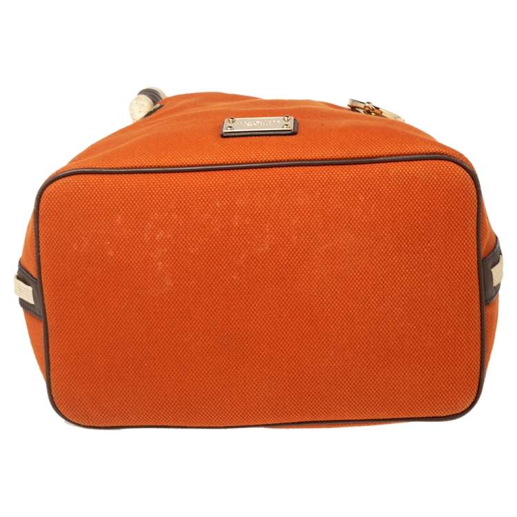 Pre Owned MICHAEL Michael Kors Orange/Brown Canvas Marina Anchor Grab Tote   