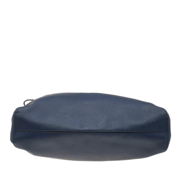 Pre Owned MICHAEL Michael Kors Navy Blue Saffiano Leather Large Jet Set Tote