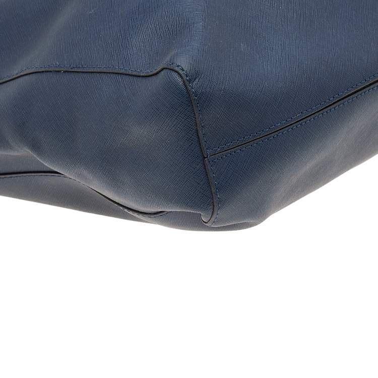 Pre Owned MICHAEL Michael Kors Navy Blue Saffiano Leather Large Jet Set Tote