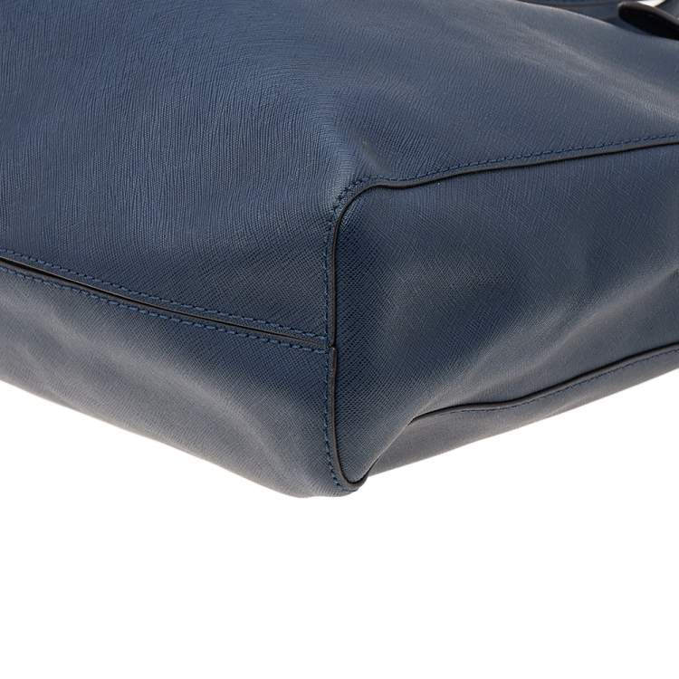 Pre Owned MICHAEL Michael Kors Navy Blue Saffiano Leather Large Jet Set Tote