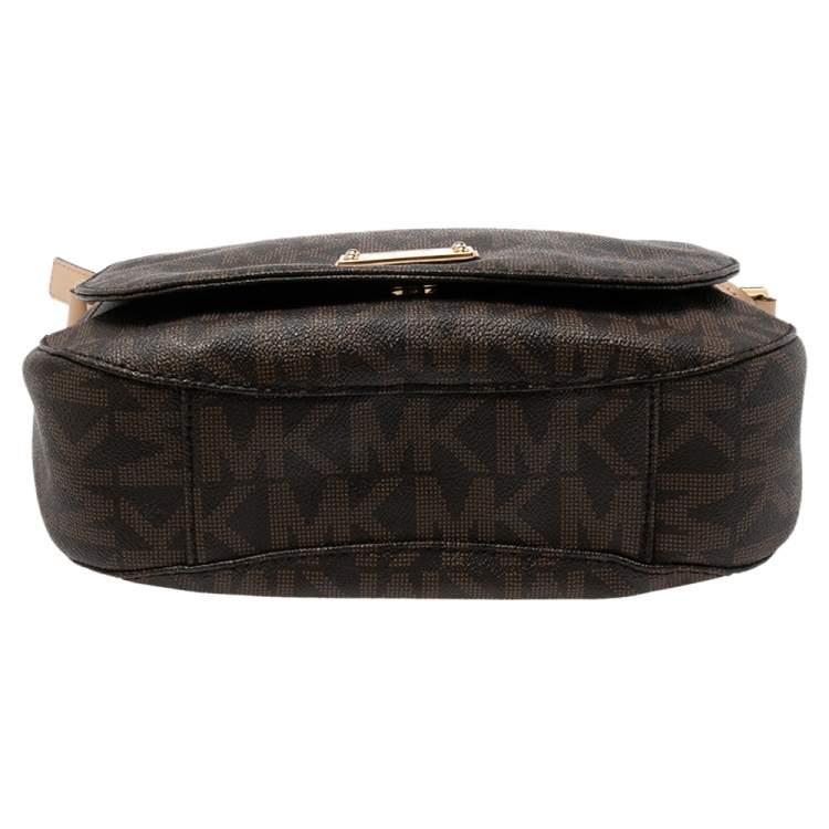 Pre Owned MICHAEL Michael Kors Brown Signature Coated Canvas Shoulder Bag