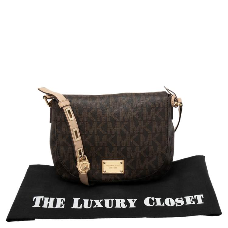 Pre Owned MICHAEL Michael Kors Brown Signature Coated Canvas Shoulder Bag