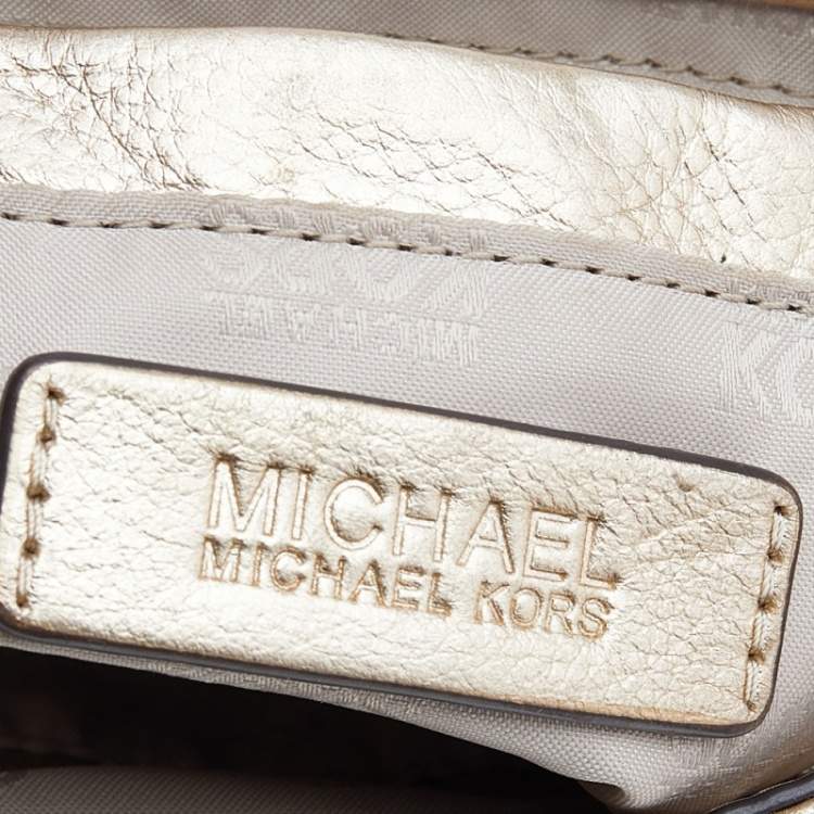 Pre Owned MICHAEL Michael Kors Gold Leather Bridgette Crossbody Bag