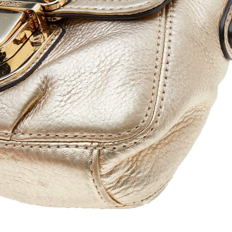 Pre Owned MICHAEL Michael Kors Gold Leather Bridgette Crossbody Bag
