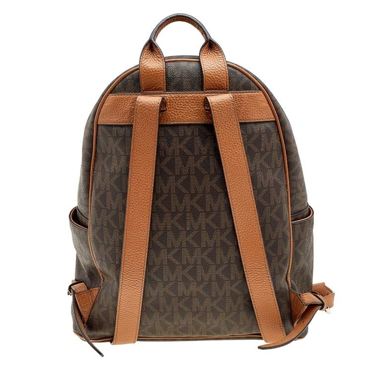 Pre Owned MICHAEL Michael Kors Brown Signature Coated Canvas and Leather Large Abbey Backpack
