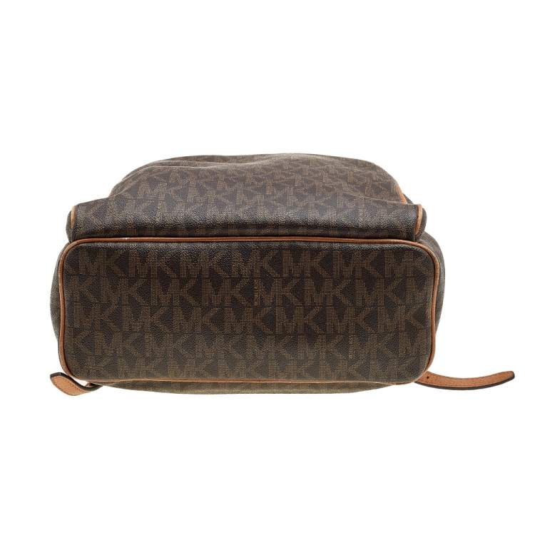 Pre Owned MICHAEL Michael Kors Brown Signature Coated Canvas and Leather Large Abbey Backpack