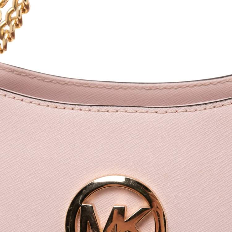 Pre Owned MICHAEL Michael Kors Pink Saffiano Leather Jet Set Travel Chain Tote