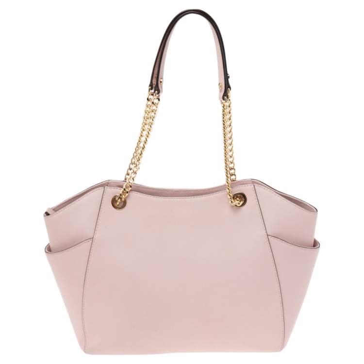Pre Owned MICHAEL Michael Kors Pink Saffiano Leather Jet Set Travel Chain Tote