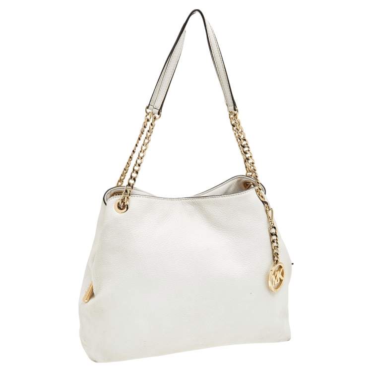 مملوكة مسبقًا MICHAEL Michael Kors White Leather Jet Set Chain Shoulder Bag