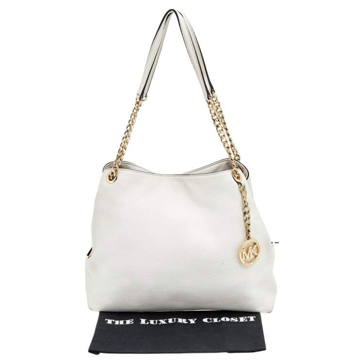مملوكة مسبقًا MICHAEL Michael Kors White Leather Jet Set Chain Shoulder Bag