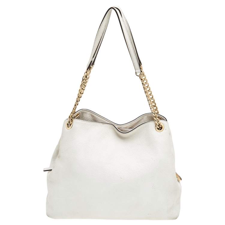 مملوكة مسبقًا MICHAEL Michael Kors White Leather Jet Set Chain Shoulder Bag