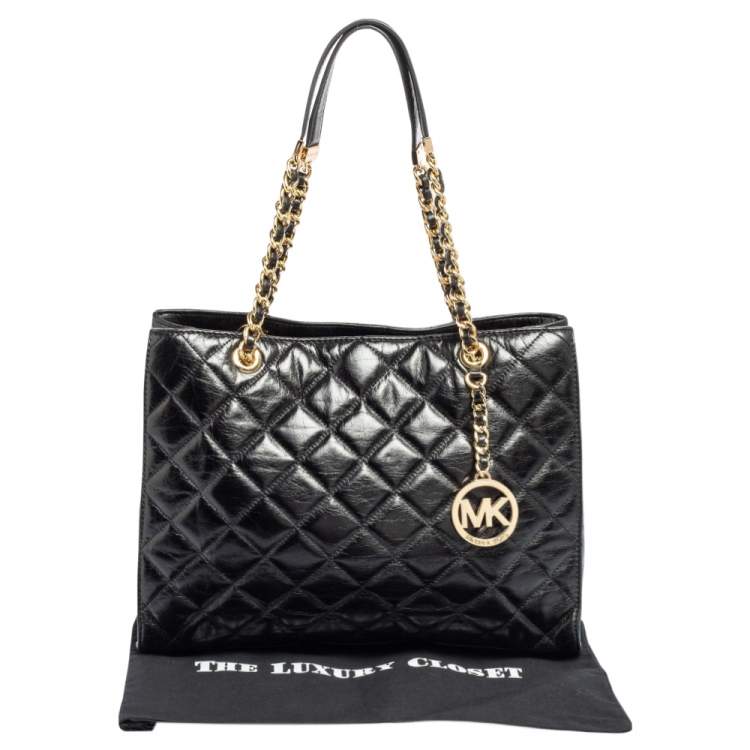 Pre Owned MICHAEL Michael Kors Black Leather Susannah Tote