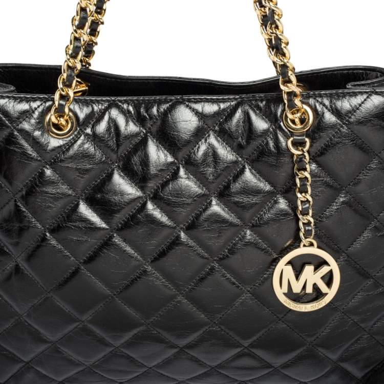 Pre Owned MICHAEL Michael Kors Black Leather Susannah Tote