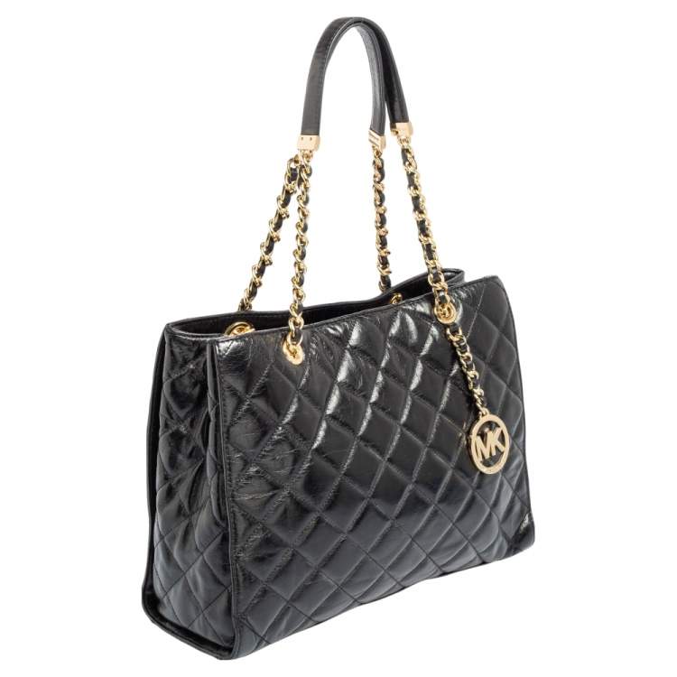 Pre Owned MICHAEL Michael Kors Black Leather Susannah Tote