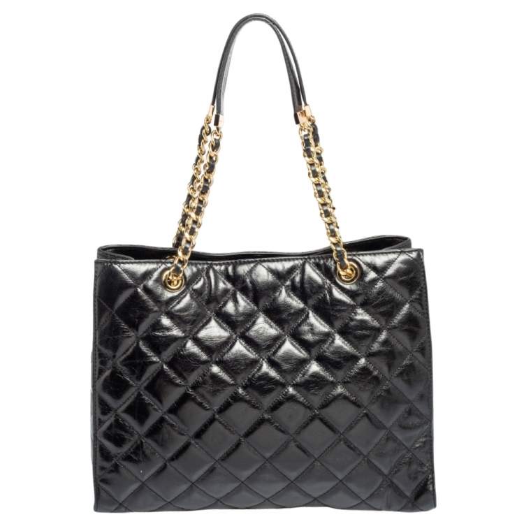 Pre Owned MICHAEL Michael Kors Black Leather Susannah Tote