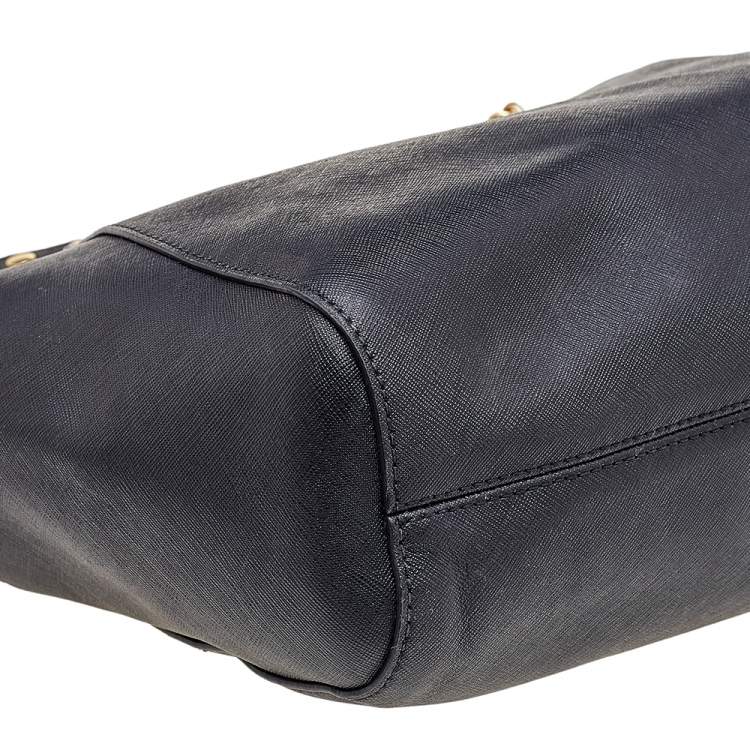 Pre Owned MICHAEL Michael Kors Black Leather Jet Set Travel Chain Tote