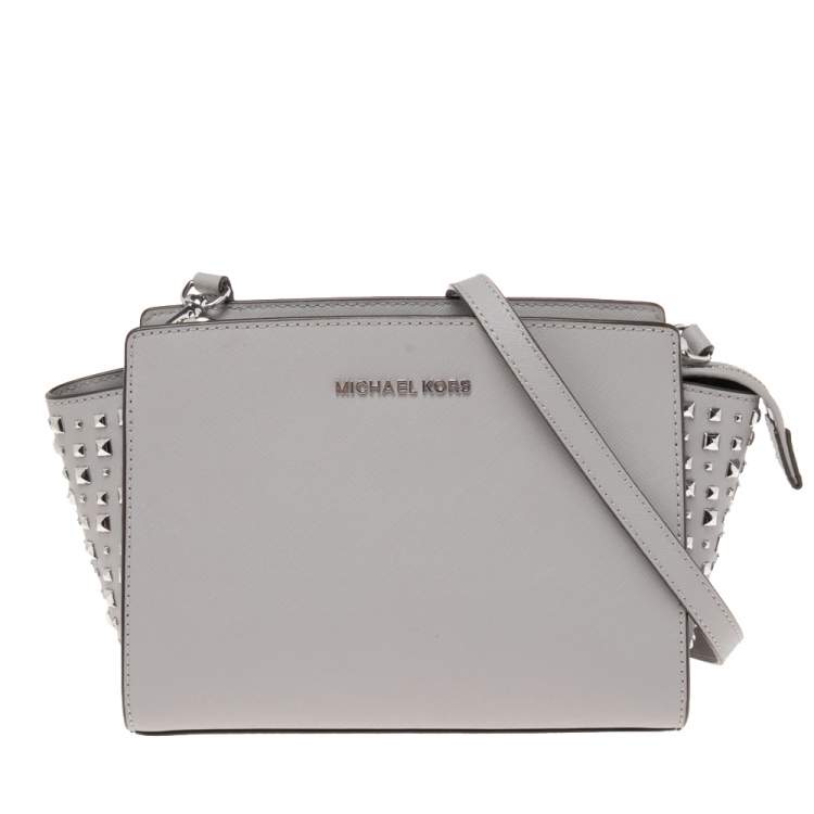 MICHAEL Michael Kors Grey Leather Studded Small Selma Crossbody Bag MICHAEL  Michael Kors | TLC