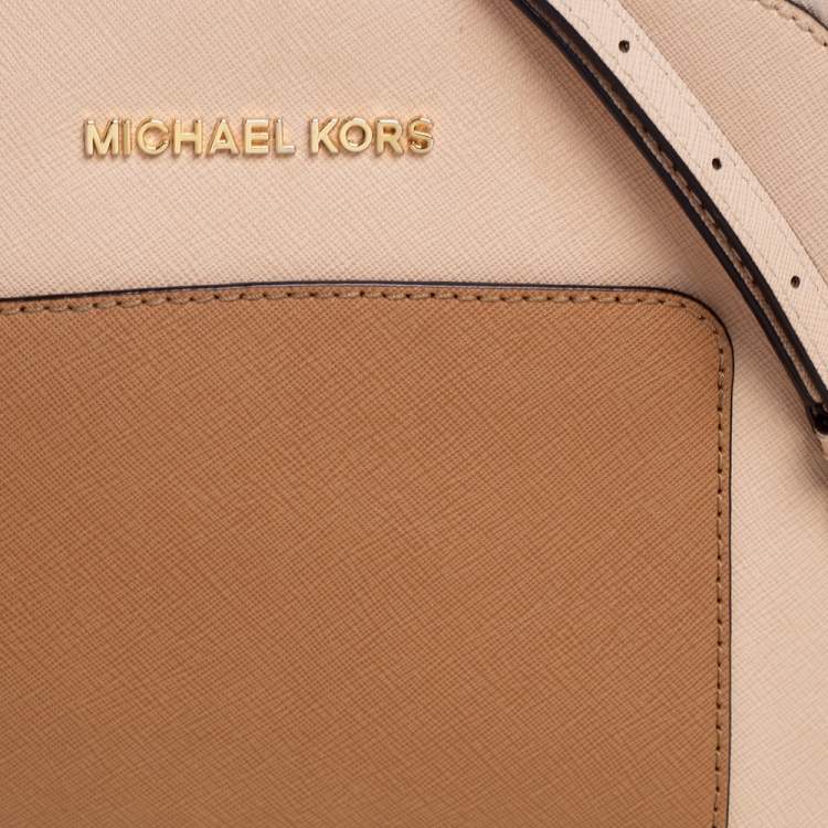 مملوكة مسبقًا MICHAEL Michael Kors Nude Beige/Brown Saffiano Leather Dome Shoulder Bag