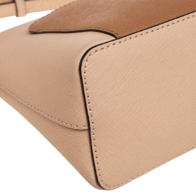 مملوكة مسبقًا MICHAEL Michael Kors Nude Beige/Brown Saffiano Leather Dome Shoulder Bag
