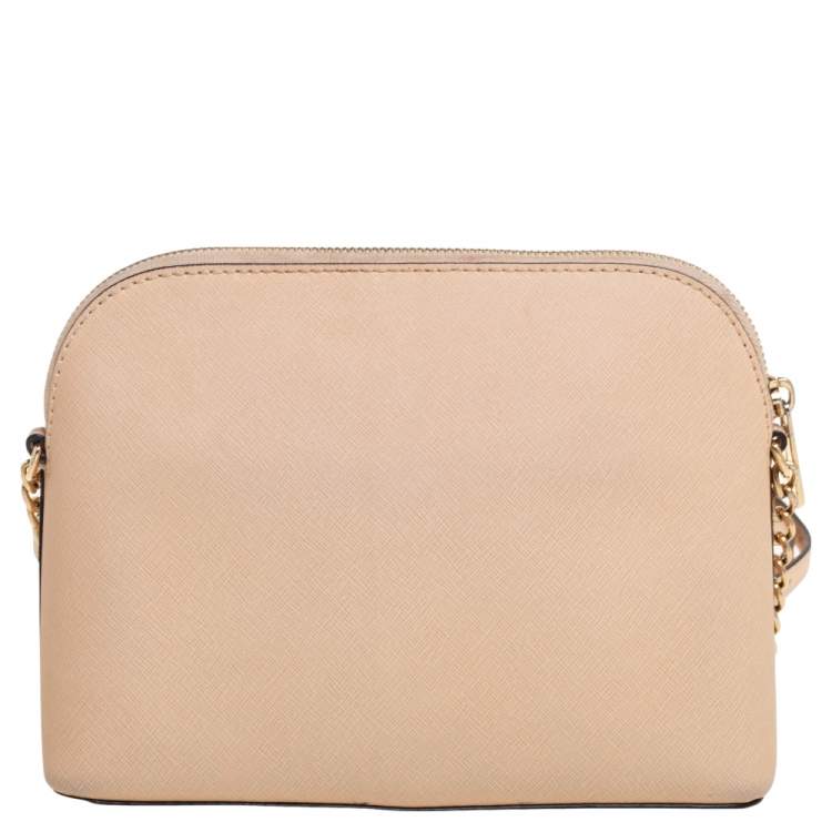مملوكة مسبقًا MICHAEL Michael Kors Nude Beige/Brown Saffiano Leather Dome Shoulder Bag
