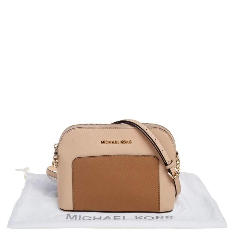 مملوكة مسبقًا MICHAEL Michael Kors Nude Beige/Brown Saffiano Leather Dome Shoulder Bag