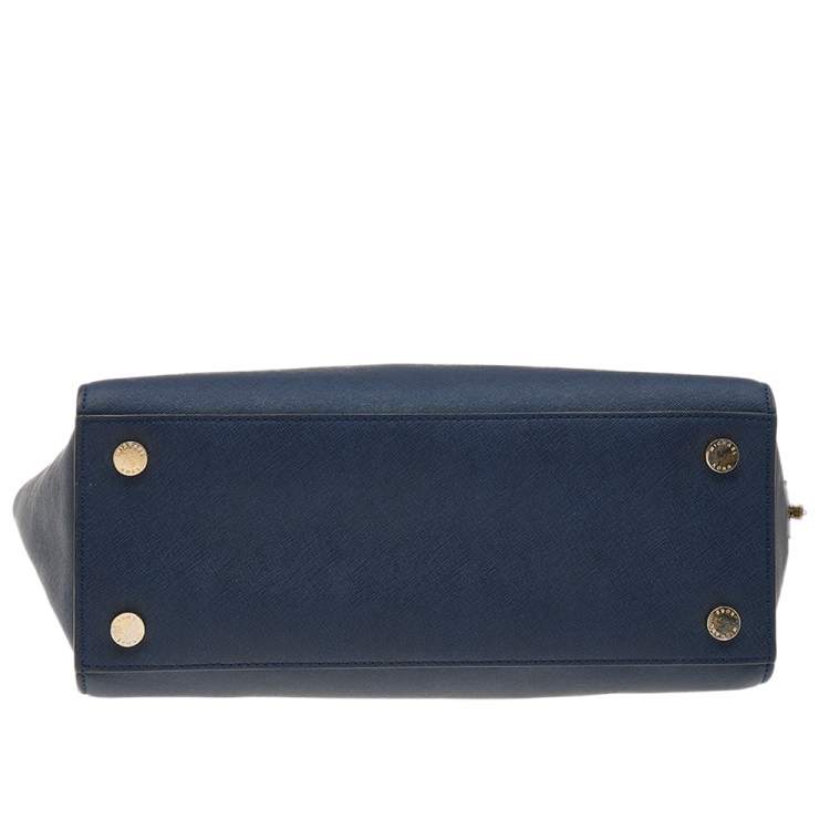 Pre Owned MICHAEL Michael Kors Blue Leather Large Selma Tote