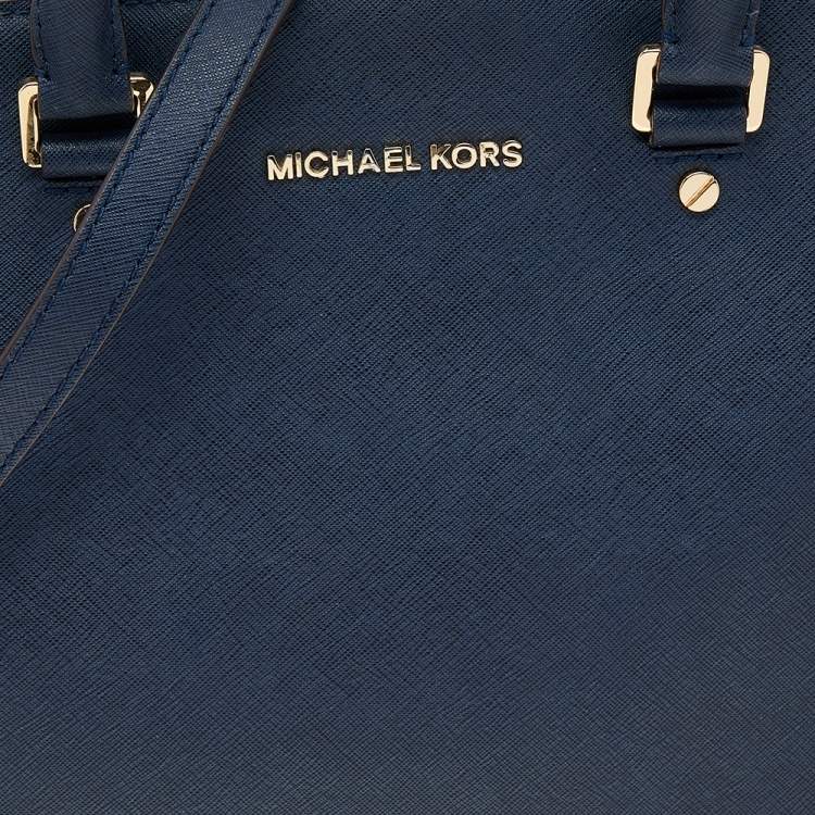 Pre Owned MICHAEL Michael Kors Blue Leather Large Selma Tote