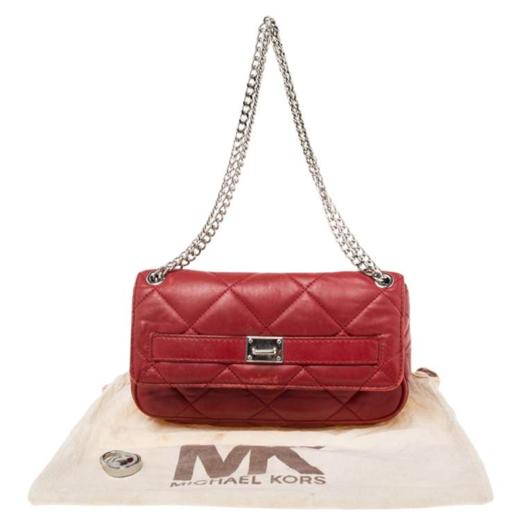 Pre Owned MICHAEL Michael Kors Red Quilted Leather Sloan Shoulder Bag
