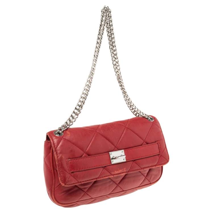Pre Owned MICHAEL Michael Kors Red Quilted Leather Sloan Shoulder Bag