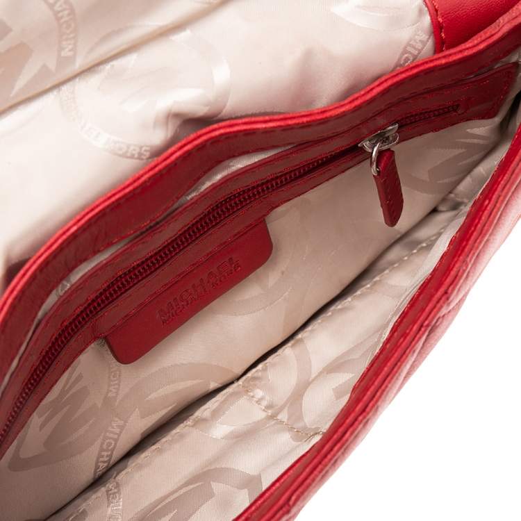 Pre Owned MICHAEL Michael Kors Red Quilted Leather Sloan Shoulder Bag