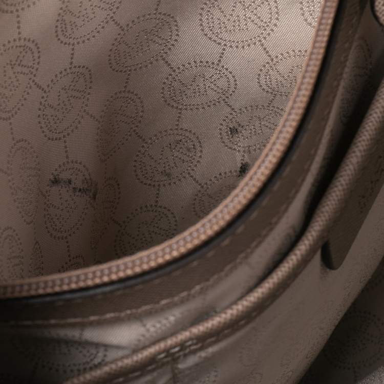 Pre Owned MICHAEL Michael Kors Dark Beige Saffiano Leather Jet Set Travel Tote