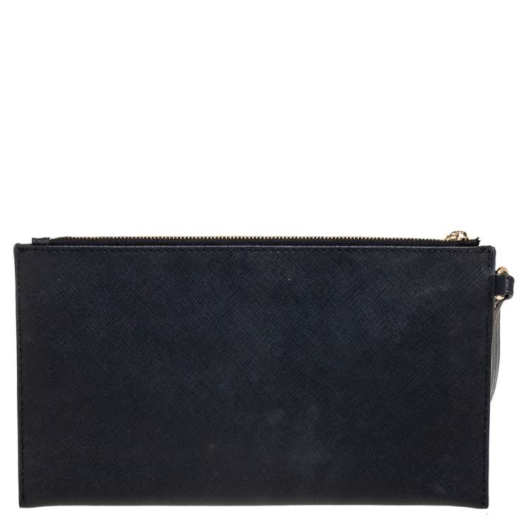 Pre Owned MICHAEL Michael Kors Black Leather Jet Set Wristlet Pochette