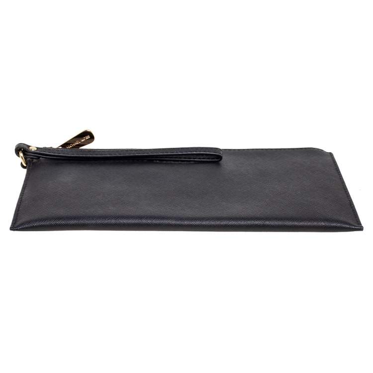Pre Owned MICHAEL Michael Kors Black Leather Jet Set Wristlet Pochette
