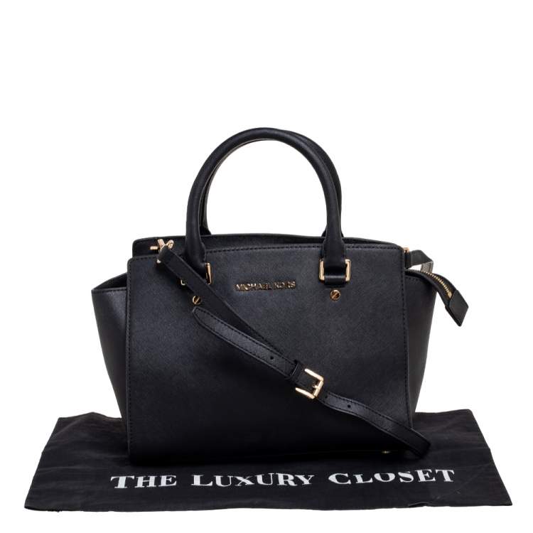مملوكة مسبقًا MICHAEL Michael Kors Black Saffiano Leather Medium Selma Satchel