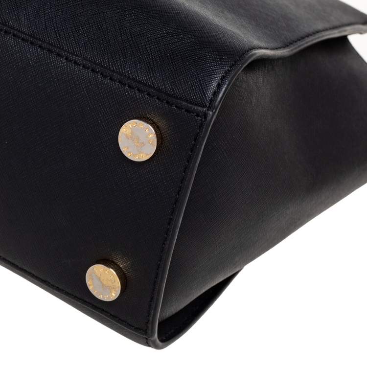 مملوكة مسبقًا MICHAEL Michael Kors Black Saffiano Leather Medium Selma Satchel
