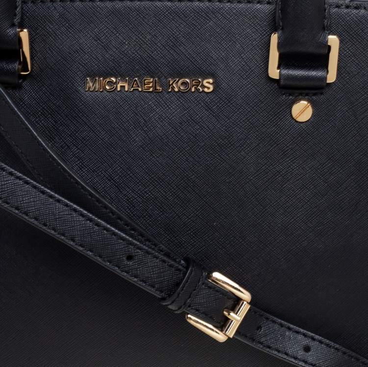 مملوكة مسبقًا MICHAEL Michael Kors Black Saffiano Leather Medium Selma Satchel