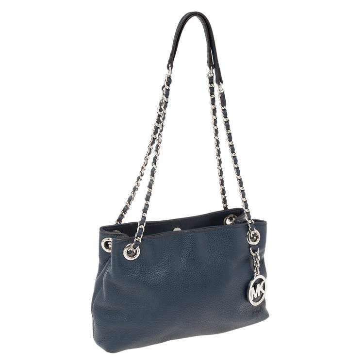 Pre Owned MICHAEL Michael Kors Blue  Leather Chain Shoulder Bag