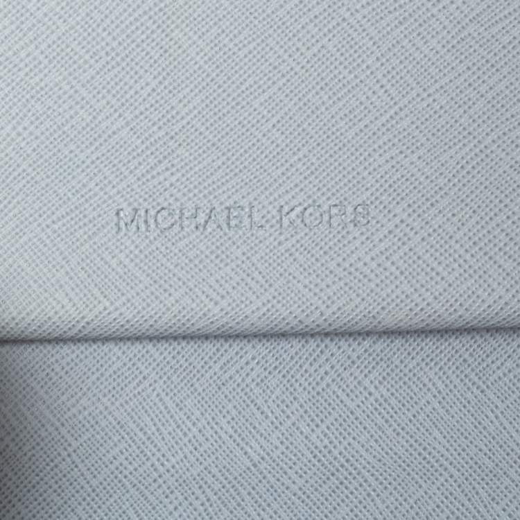 Pre Owned MICHAEL Michael Kors Light Blue Leather Fulton Zip Around Wallet