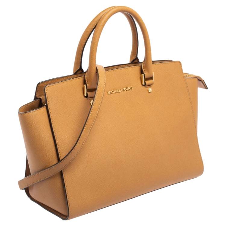 Pre Owned MICHAEL Michael Kors Caramel Brown Leather Large Selma Tote