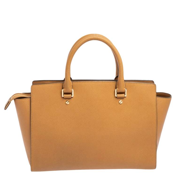 Pre Owned MICHAEL Michael Kors Caramel Brown Leather Large Selma Tote