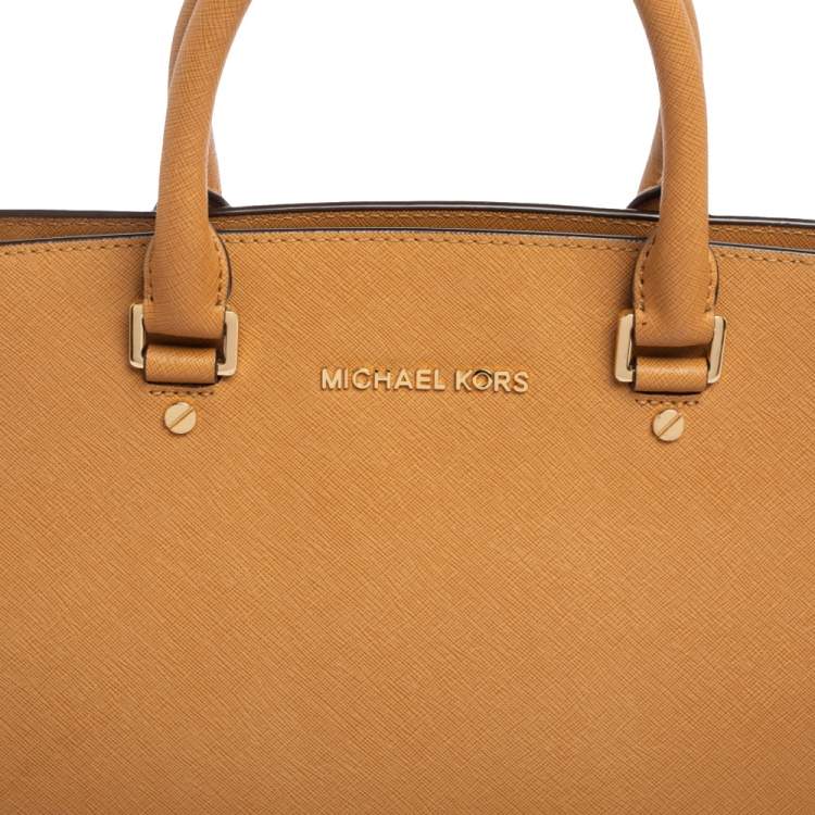 Pre Owned MICHAEL Michael Kors Caramel Brown Leather Large Selma Tote