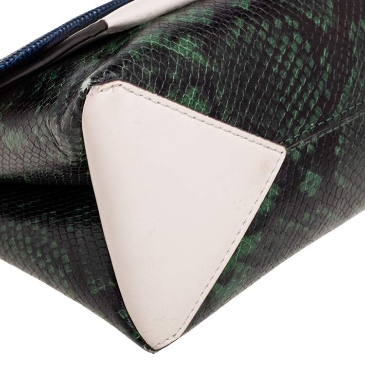 Pre Owned Michael Kors Multicolor Python Embossed And Lizard Embossed Leather Flap Shoulder Bag