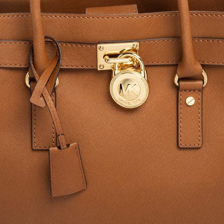 Pre Owned MICHAEL Michael Kors Brown Saffiano Leather Large Hamilton North South Tote