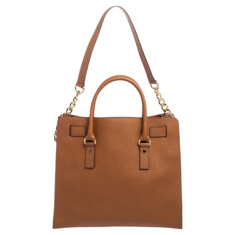 Pre Owned MICHAEL Michael Kors Brown Saffiano Leather Large Hamilton North South Tote