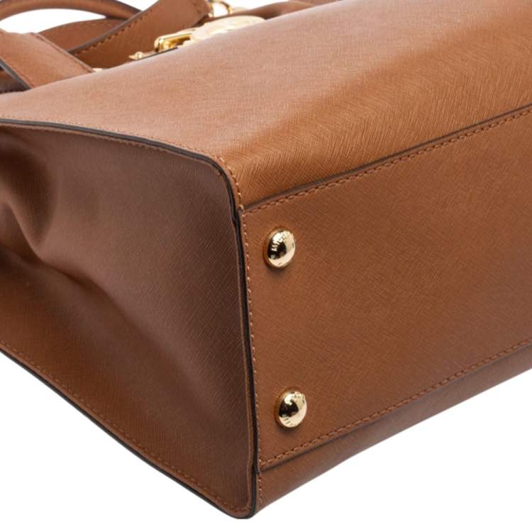 Pre Owned MICHAEL Michael Kors Brown Saffiano Leather Large Hamilton North South Tote