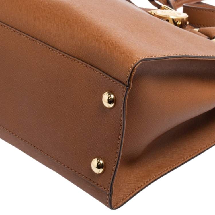 Pre Owned MICHAEL Michael Kors Brown Saffiano Leather Large Hamilton North South Tote