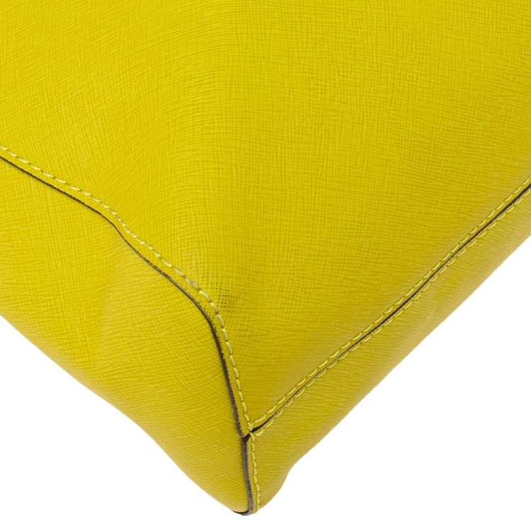 Pre Owned MICHAEL Michael Kors Yellow Saffiano Leather Large Jet Set Travel Tote