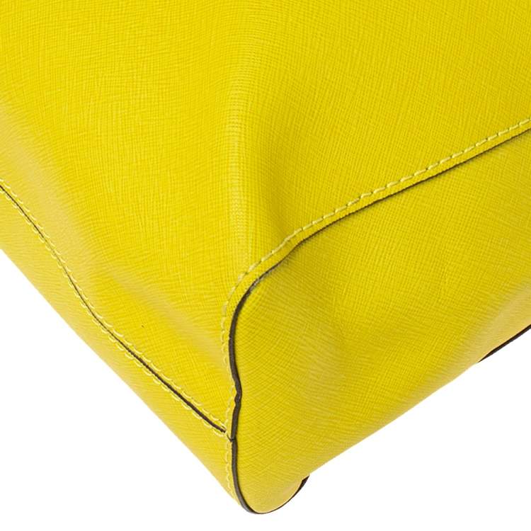 Pre Owned MICHAEL Michael Kors Yellow Saffiano Leather Large Jet Set Travel Tote