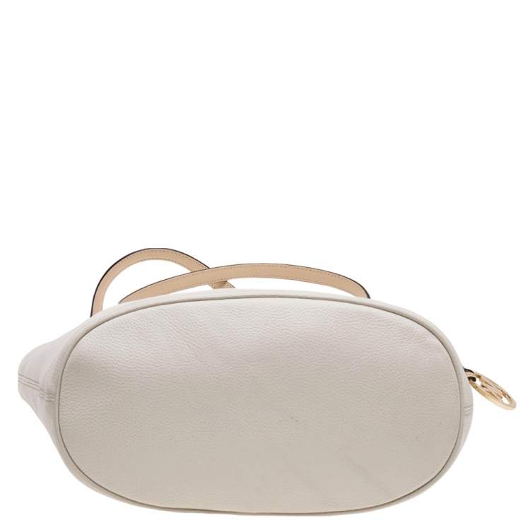 Pre Owned MICHAEL Michael Kors Cream Leather Medium Jet Set Tote