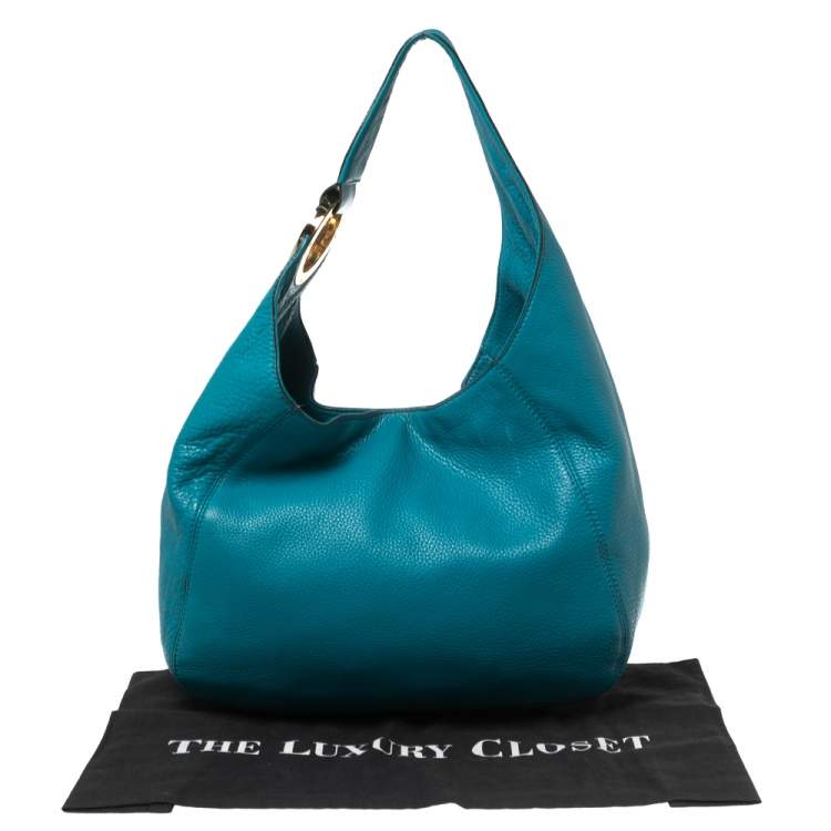 Pre Owned MICHAEL Michael Kors Blue Grained Leather Fulton Hobo